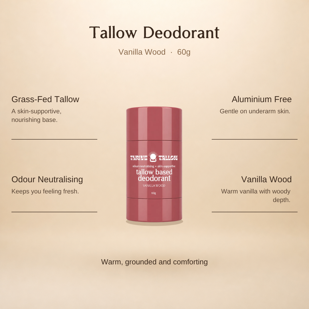Tallow Deodorant Vanilla Wood key ingredients